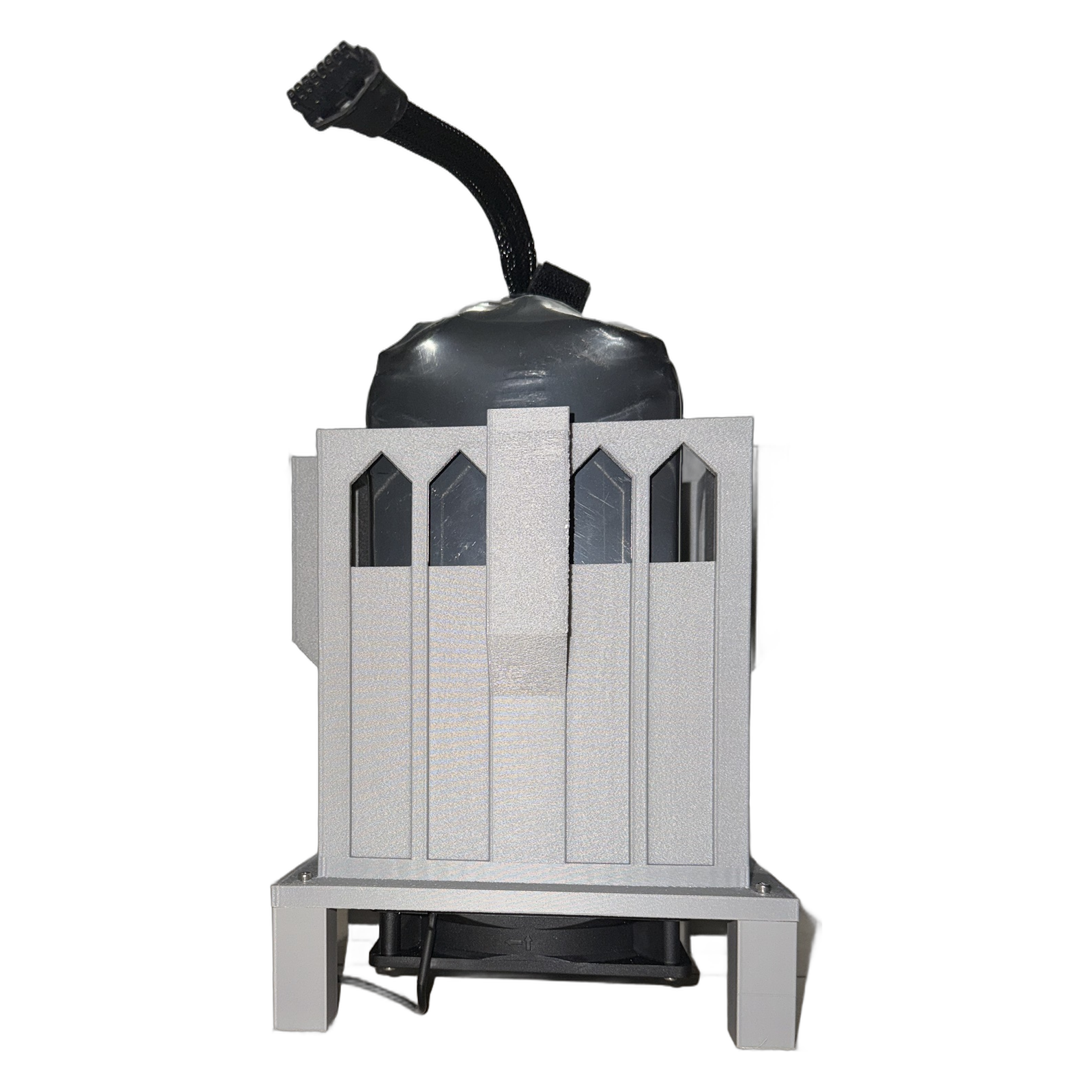 StratoClean battery cool-down station cooling a drone LiPo battery